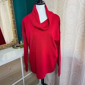 Calvin Klein NWT Vibrant Red Cowl Neck Knit Sweater Size Small